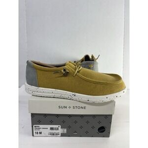 SUN STONE Men's Padded Brian Yellow/Grey Round Toe Slip-On Sneakers Shoes 10M